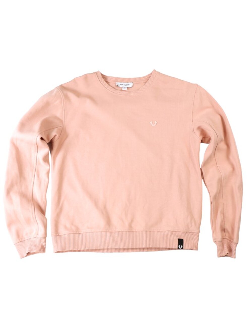 True Religion Dusty Rose Pink Crewneck Sweatshirt Embroidered Logo Size Small